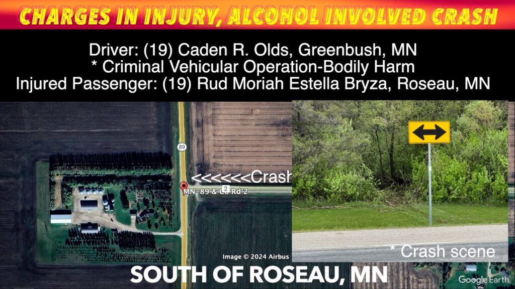 Charges Filed In Alcohol Involved, Injury Crash Near Roseau, Minnesota