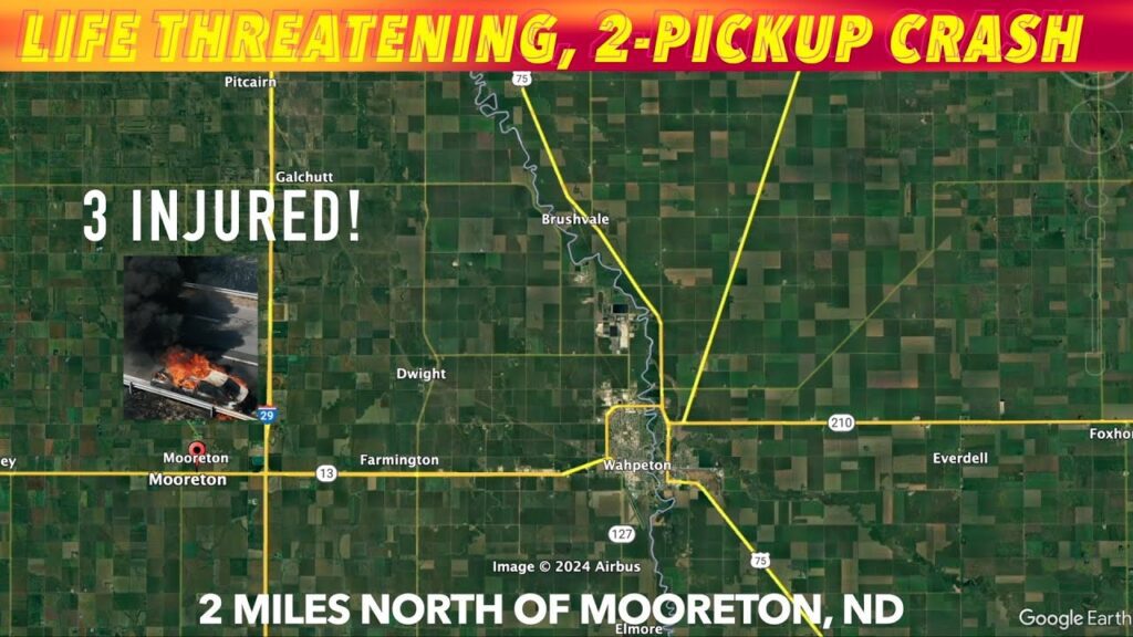 Three Injured In 2-Pickup Crash Near Mooreton, North Dakota - iNewZ